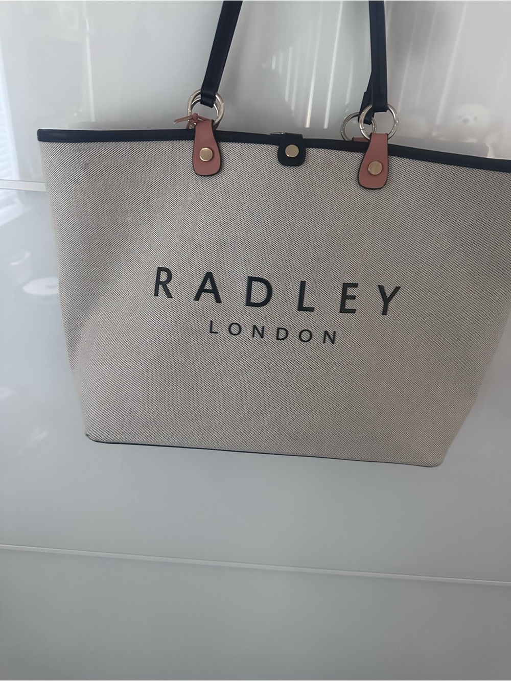 RADLEY LONDON Beige Canvas Tote with Black Trim and Tan Accent - Picture 2 of 9